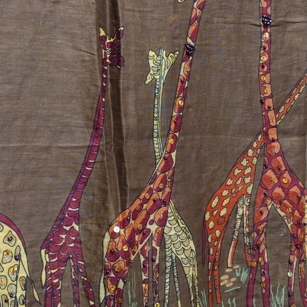 Giraffe scarf embellished with beads and sequins